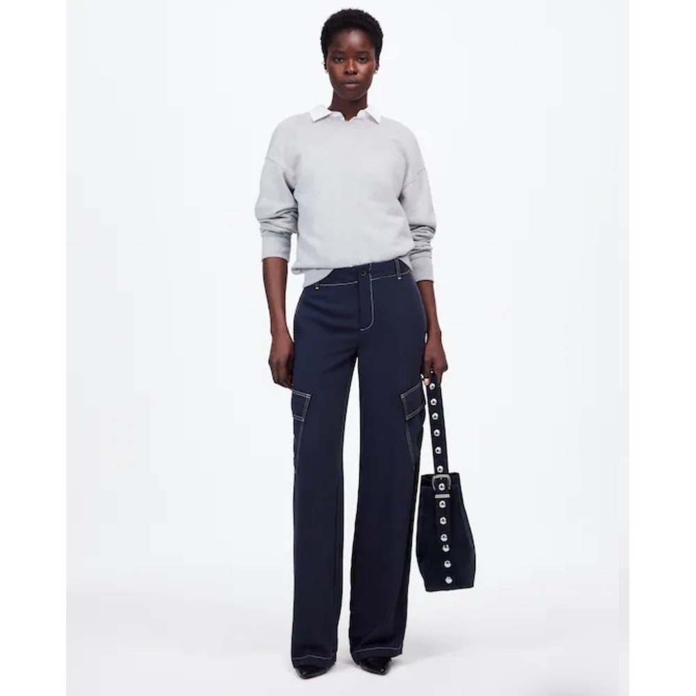 Madewell Pull On Utility Pants 12 Women Deep Indigo Minimal Casual Wide‎ Leg